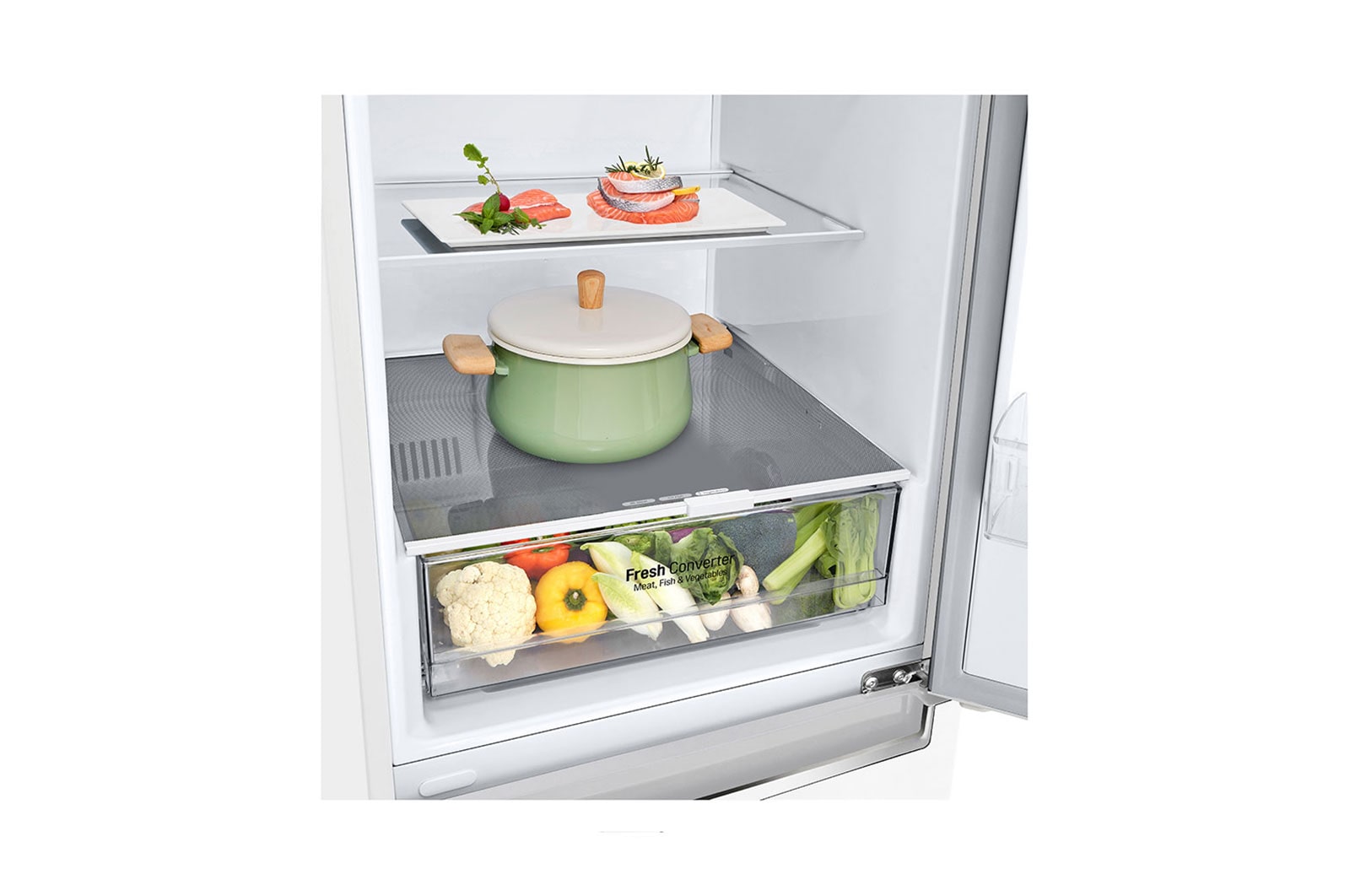 LG Frigorífico Combinado | 341 L | Etiqueta energética D | 1,86 m | DoorCooLing+™ | FRESHConverter™, GBP61SWPGN