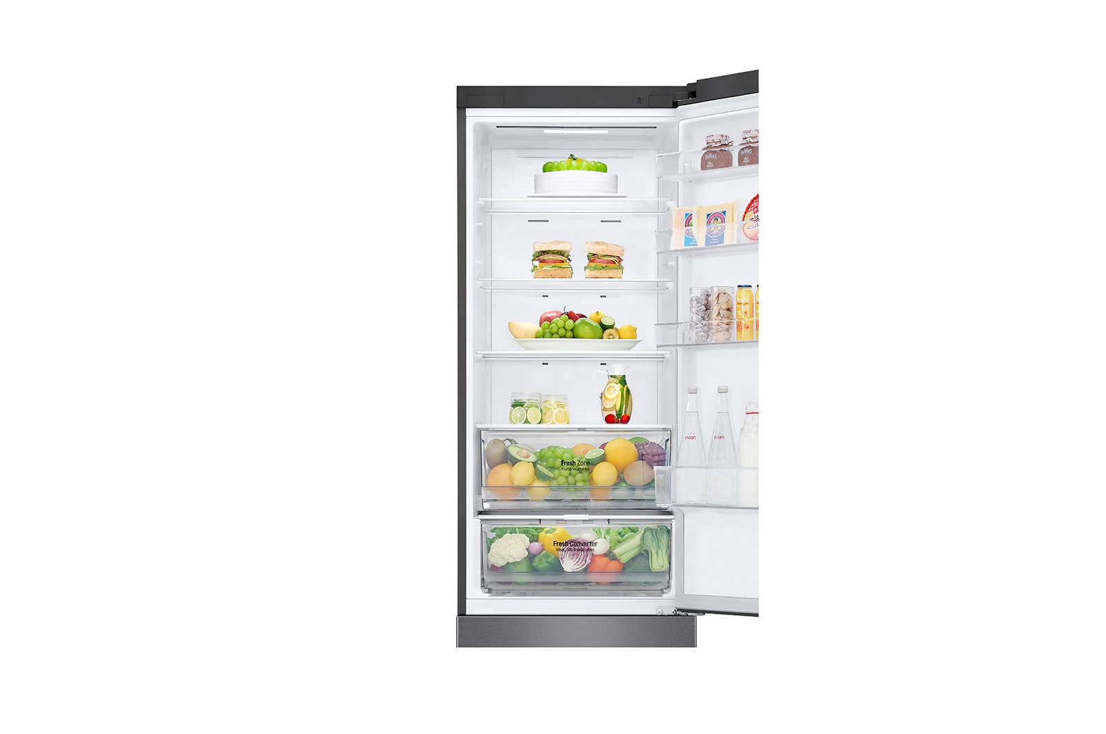 LG Combinado LG GBP62DSXCC, 384 litros, eficiência energética C, 2,03 m, Door Cooling+™, Wi-Fi, Dark Graphite, GBP62DSXCC
