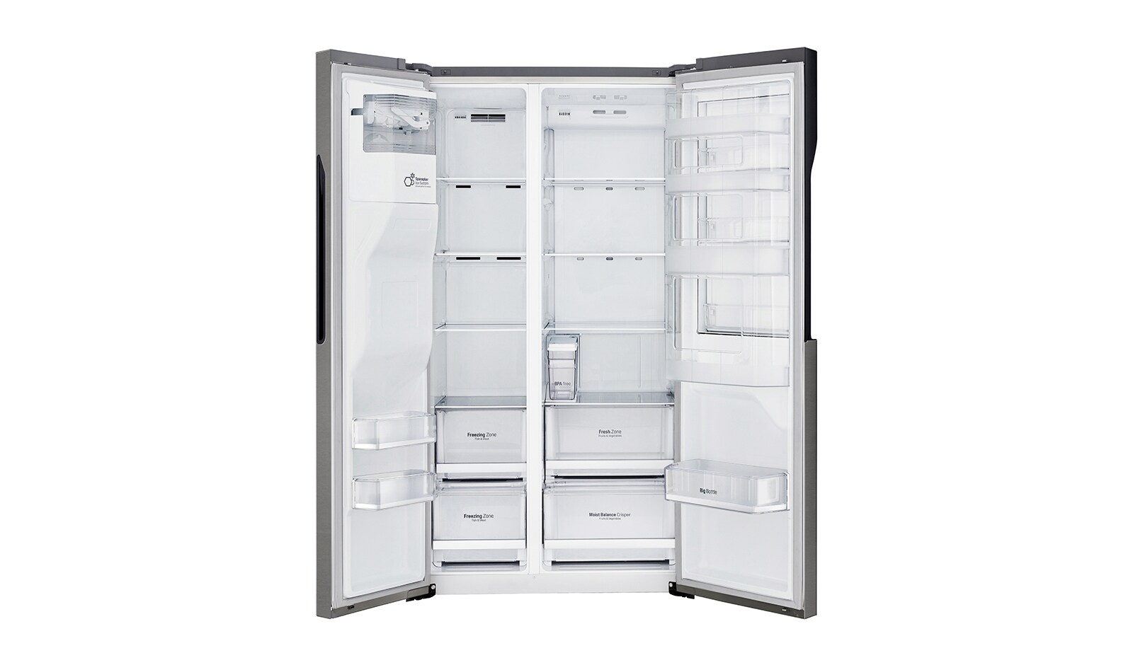 LG Frigorífico Americano LG GSJ361DIDV, 606 litros, eficiência energética F, Door in Door™, dispensador sem canalização, Dark Graphite, GSJ361DIDV