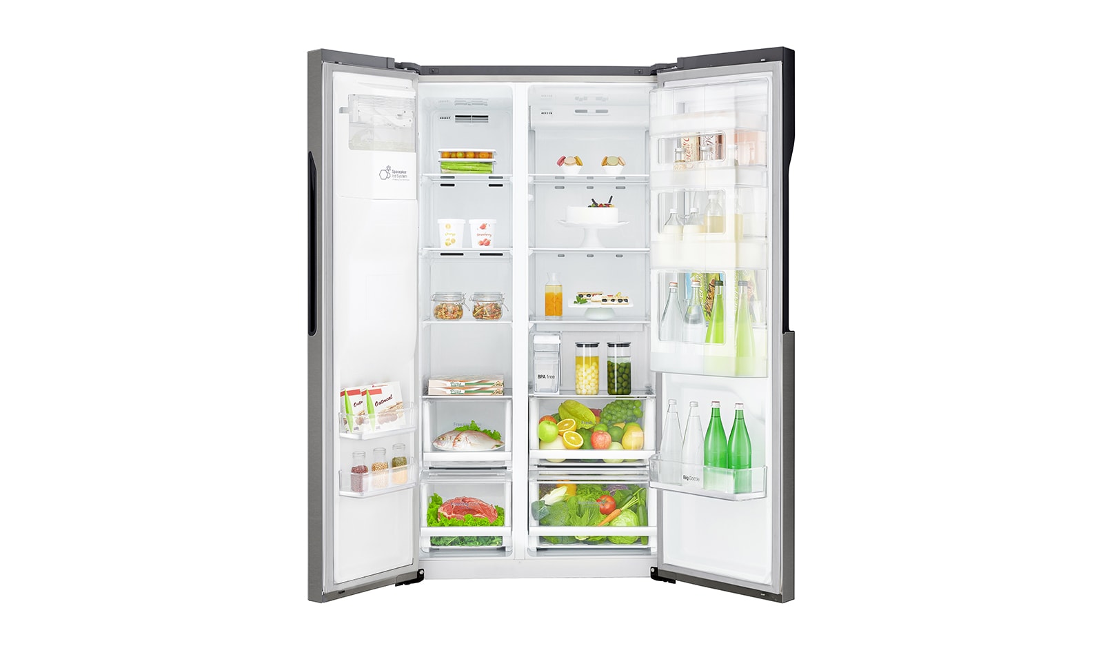 LG Frigorífico Americano LG GSJ361DIDV, 606 litros, eficiência energética F, Door in Door™, dispensador sem canalização, Dark Graphite, GSJ361DIDV