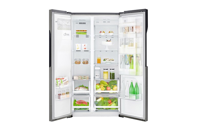 LG Frigorífico Americano LG GSJ361DIDV, 606 litros, eficiência energética F, Door in Door™, dispensador sem canalização, Dark Graphite, GSJ361DIDV