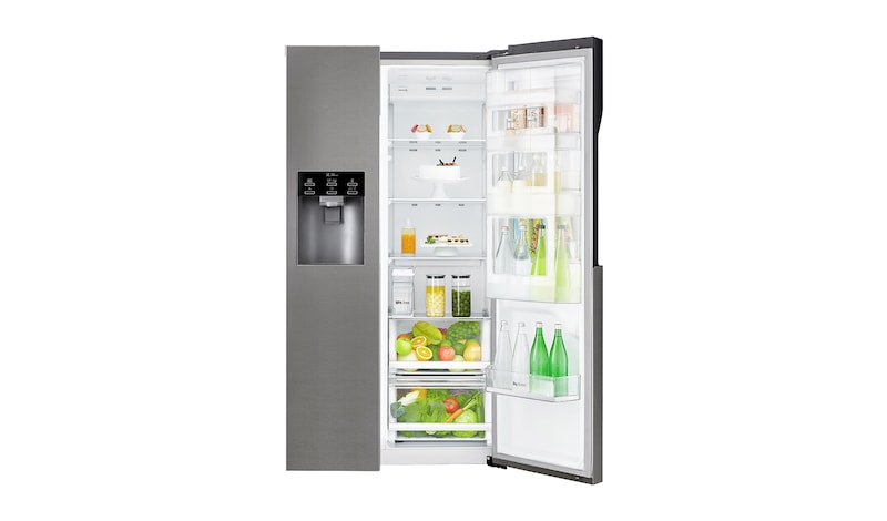 LG Frigorífico Americano LG GSJ361DIDV, 606 litros, eficiência energética F, Door in Door™, dispensador sem canalização, Dark Graphite, GSJ361DIDV