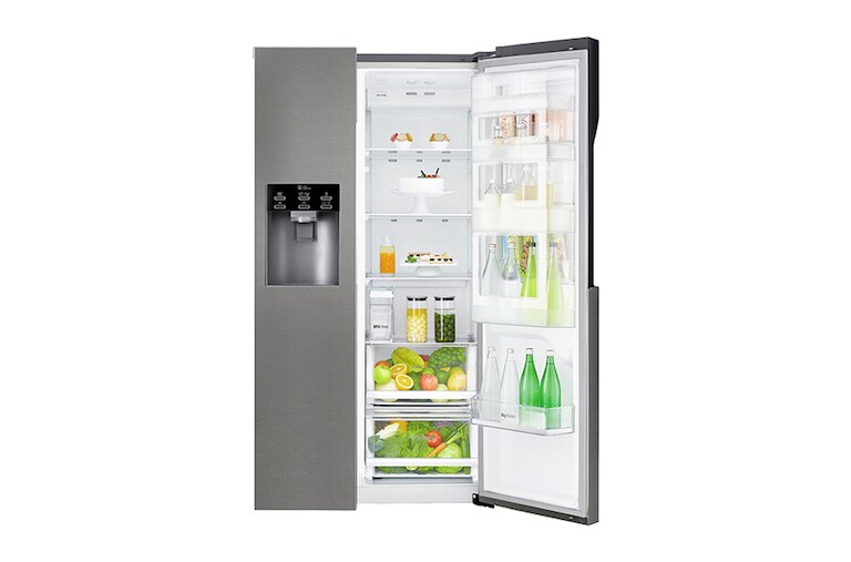 LG Frigorífico Americano LG GSJ361DIDV, 606 litros, eficiência energética F, Door in Door™, dispensador sem canalização, Dark Graphite, GSJ361DIDV