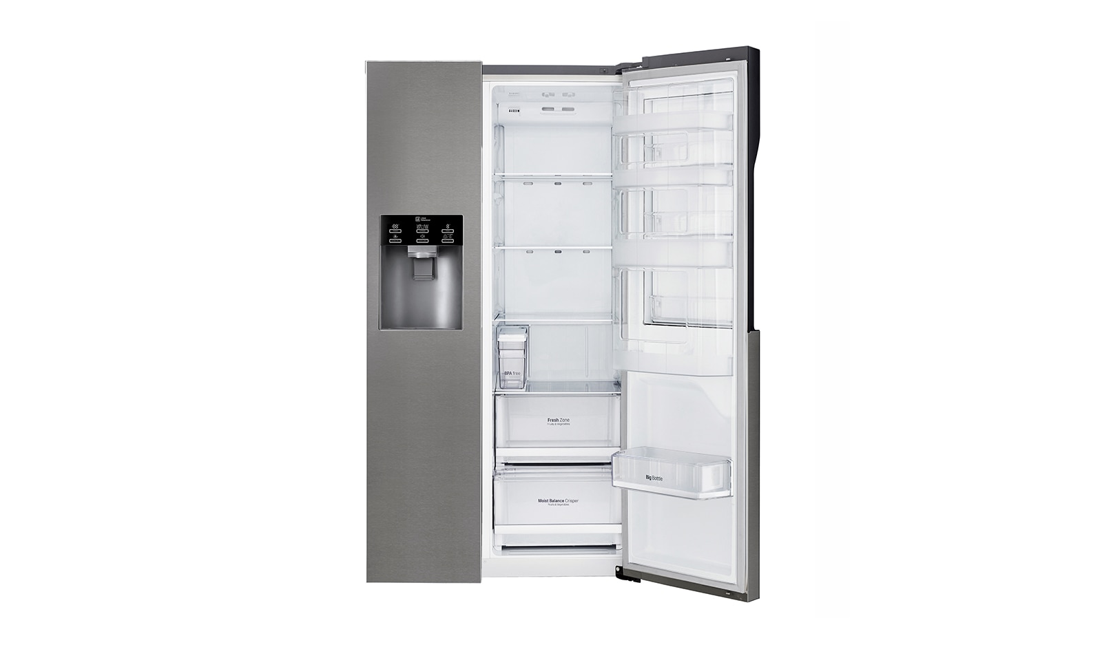 LG Frigorífico Americano LG GSJ361DIDV, 606 litros, eficiência energética F, Door in Door™, dispensador sem canalização, Dark Graphite, GSJ361DIDV