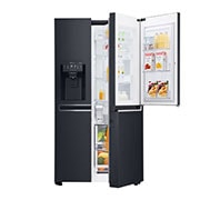 Vista frontal de Frigorífico Americano LG GSJ761MCUZ, 625 litros, eficiência energética F, Door in Door™, dispensador sem canalização, Matte Black GSJ761MCUZ
