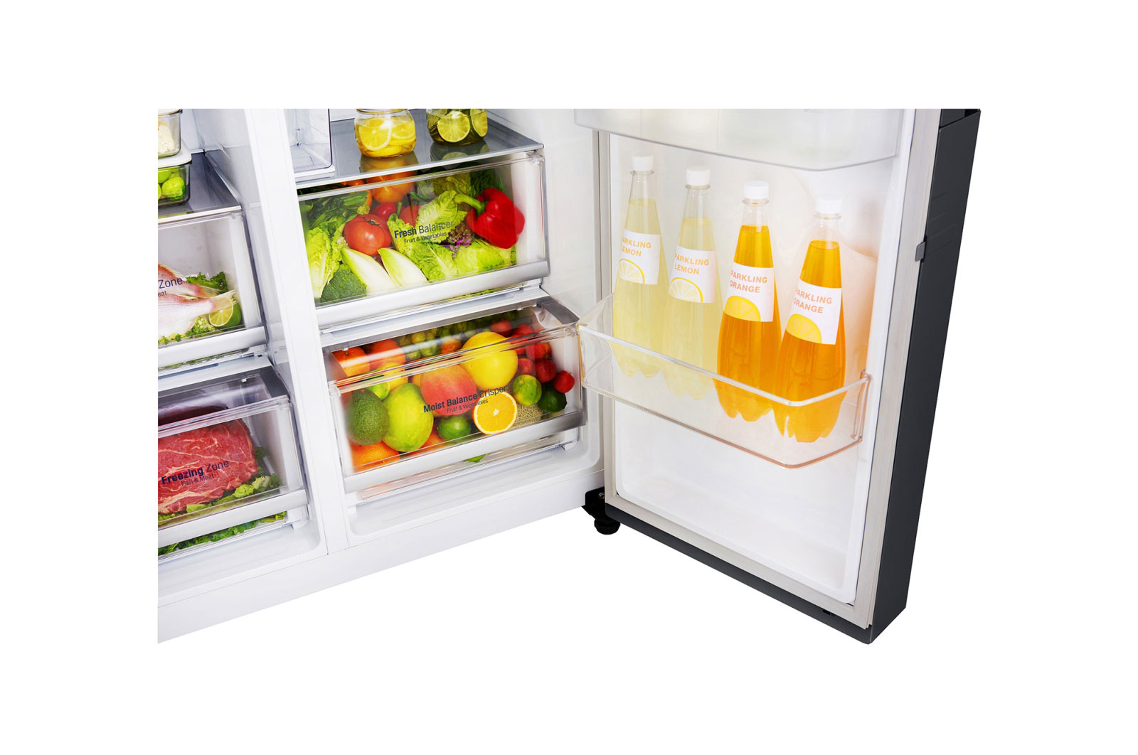 LG Frigorífico Americano LG GSJ761MCUZ, 625 litros, eficiência energética F, Door in Door™, dispensador sem canalização, Matte Black, GSJ761MCUZ