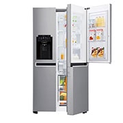 Vista frontal de Frigorífico Americano LG GSJ761PZZZ, 625 litros, eficiência energética F, Door in Door™, dispensador sem canalização, Shiny Steel GSJ761PZZZ