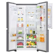 LG Frigorífico Americano LG GSJ761PZZZ, 625 litros, eficiência energética F, Door in Door™, dispensador sem canalização, Shiny Steel, GSJ761PZZZ
