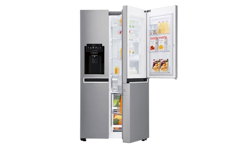 LG Frigorífico Americano LG GSJ761PZZZ, 625 litros, eficiência energética F, Door in Door™, dispensador sem canalização, Shiny Steel, GSJ761PZZZ