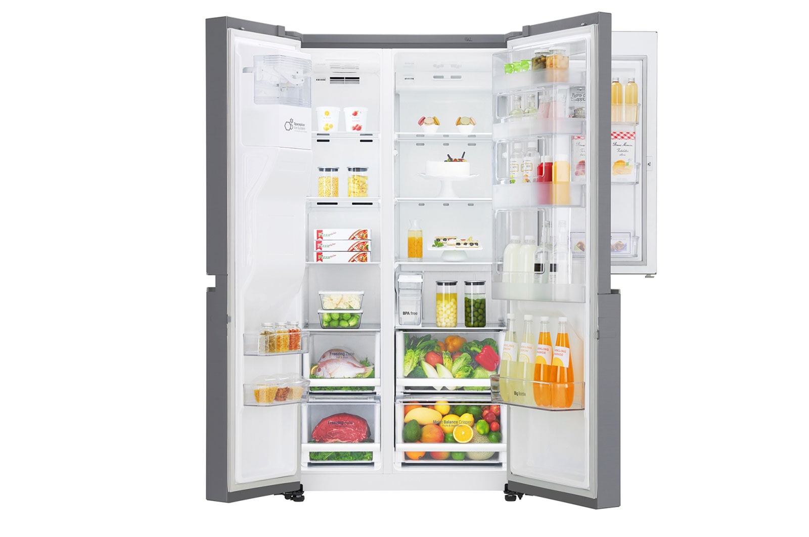 LG Frigorífico Americano LG GSJ761PZZZ, 625 litros, eficiência energética F, Door in Door™, dispensador sem canalização, Shiny Steel, GSJ761PZZZ