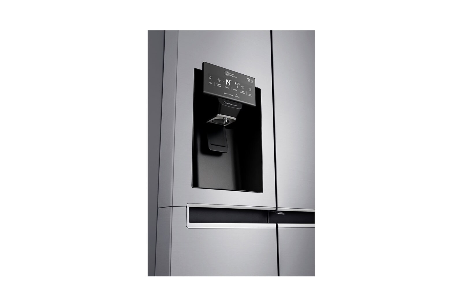 LG Frigorífico Americano LG GSJ761PZZZ, 625 litros, eficiência energética F, Door in Door™, dispensador sem canalização, Shiny Steel, GSJ761PZZZ