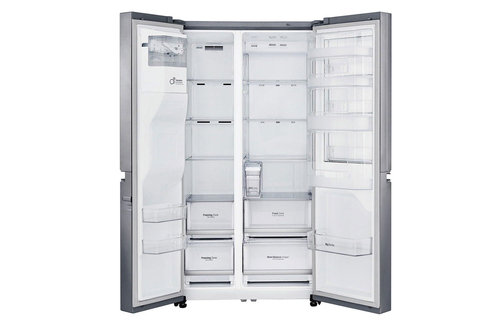 LG Frigorífico Americano LG GSJ761PZZZ, 625 litros, eficiência energética F, Door in Door™, dispensador sem canalização, Shiny Steel, GSJ761PZZZ