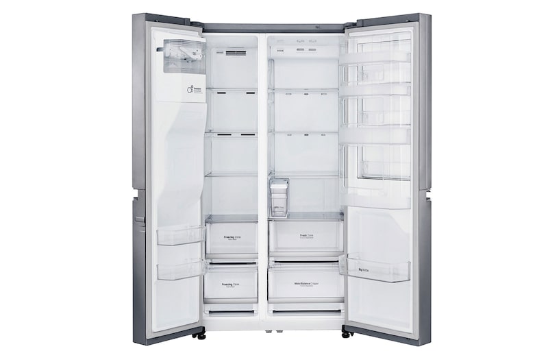 LG Frigorífico Americano LG GSJ761PZZZ, 625 litros, eficiência energética F, Door in Door™, dispensador sem canalização, Shiny Steel, GSJ761PZZZ