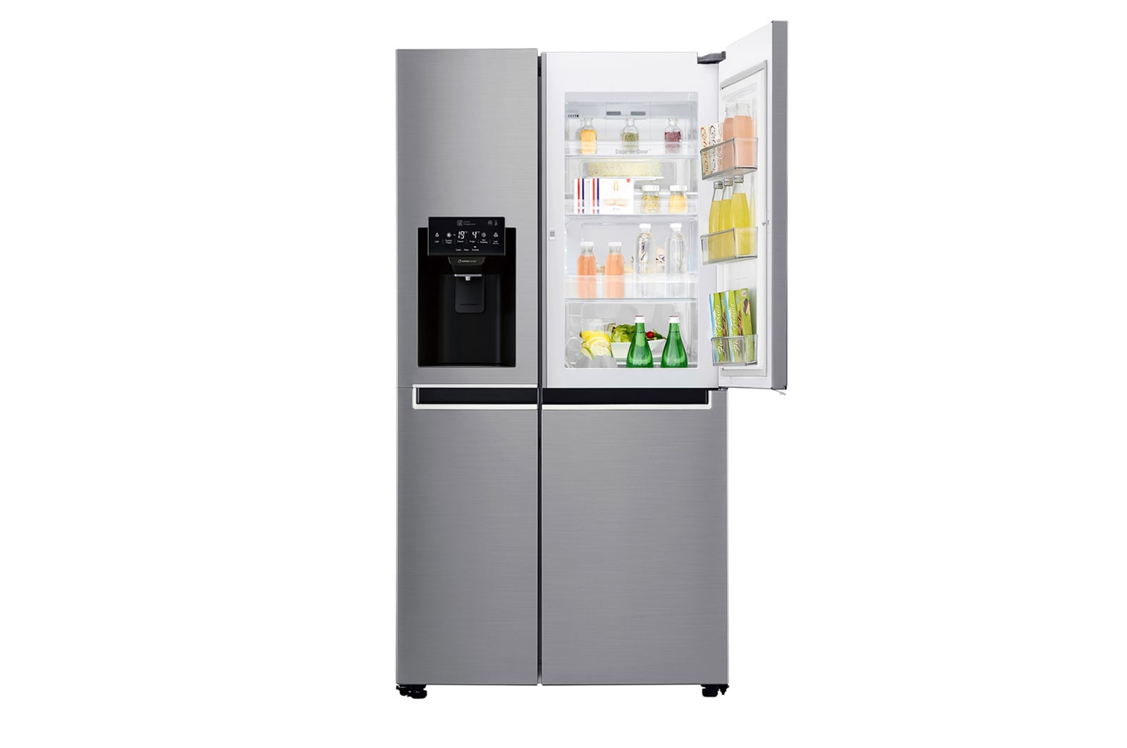 LG Frigorífico Americano LG GSJ761PZZZ, 625 litros, eficiência energética F, Door in Door™, dispensador sem canalização, Shiny Steel, GSJ761PZZZ