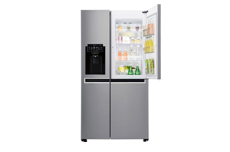 LG Frigorífico Americano LG GSJ761PZZZ, 625 litros, eficiência energética F, Door in Door™, dispensador sem canalização, Shiny Steel, GSJ761PZZZ