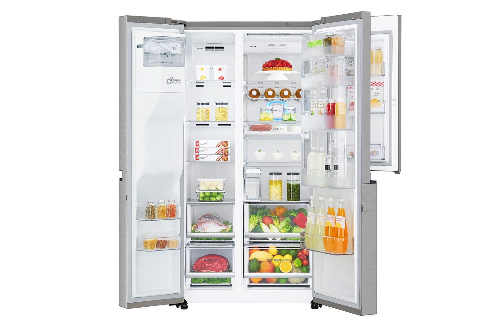 LG Frigorífico Americano LG GSJ961NSVZ, 625 litros, eficiência energética F, Door in Door™, Pure N Fresh™, Door Cooling+™, dispensador sem canalização, Noble Steel, GSJ961NSVZ