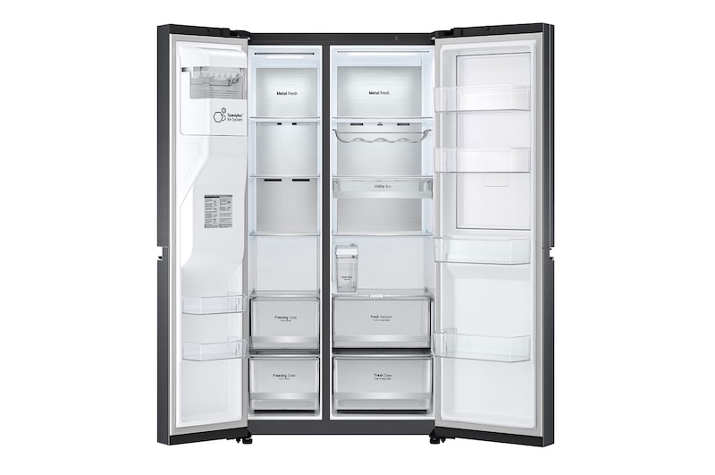 LG Frigorífico Americano LG GSJV91MCAE, 635 litros, eficiência energética E, Door in Door™, Door Cooling+™, dispensador sem canalização, UVnano™, Matte Black, GSJV91MCAE