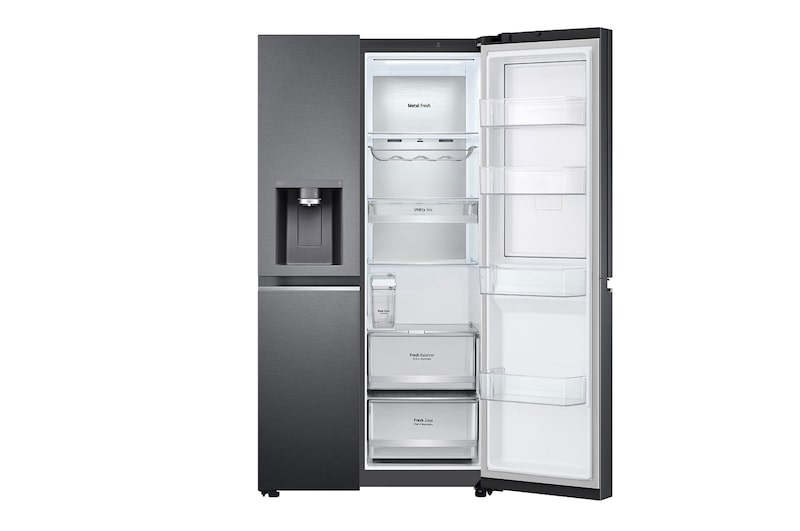 LG Frigorífico Americano LG GSJV91MCAE, 635 litros, eficiência energética E, Door in Door™, Door Cooling+™, dispensador sem canalização, UVnano™, Matte Black, GSJV91MCAE