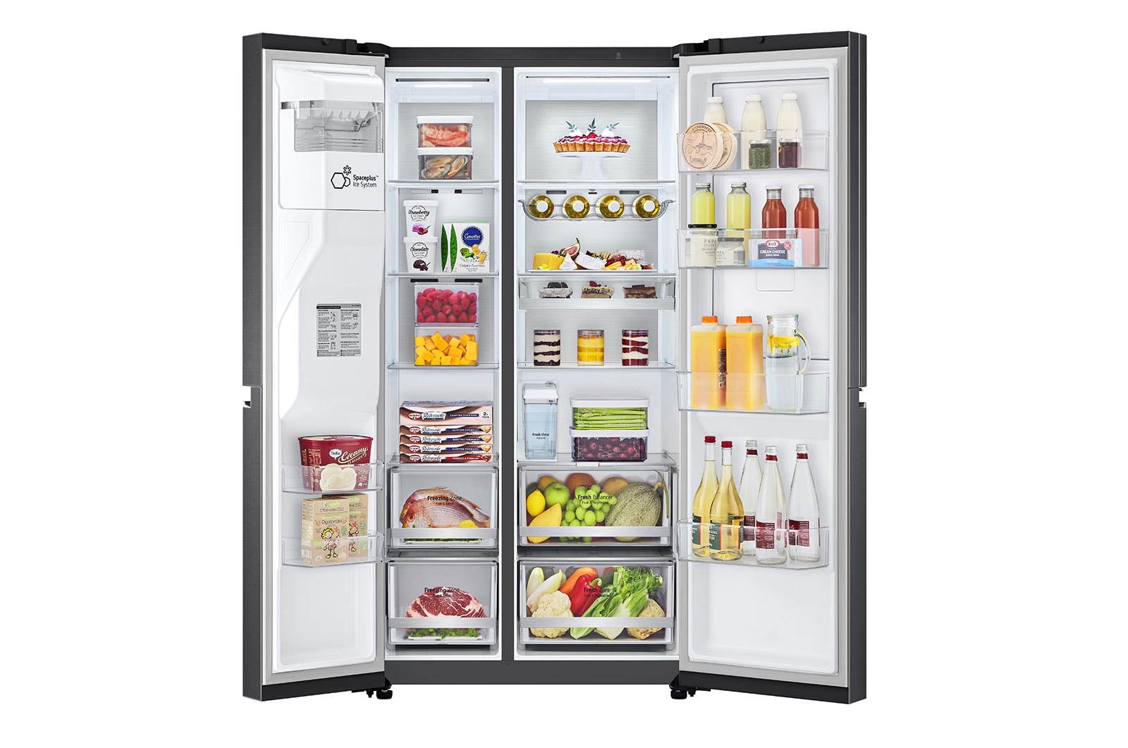 LG Frigorífico Americano LG GSJV91MCAE, 635 litros, eficiência energética E, Door in Door™, Door Cooling+™, dispensador sem canalização, UVnano™, Matte Black, GSJV91MCAE