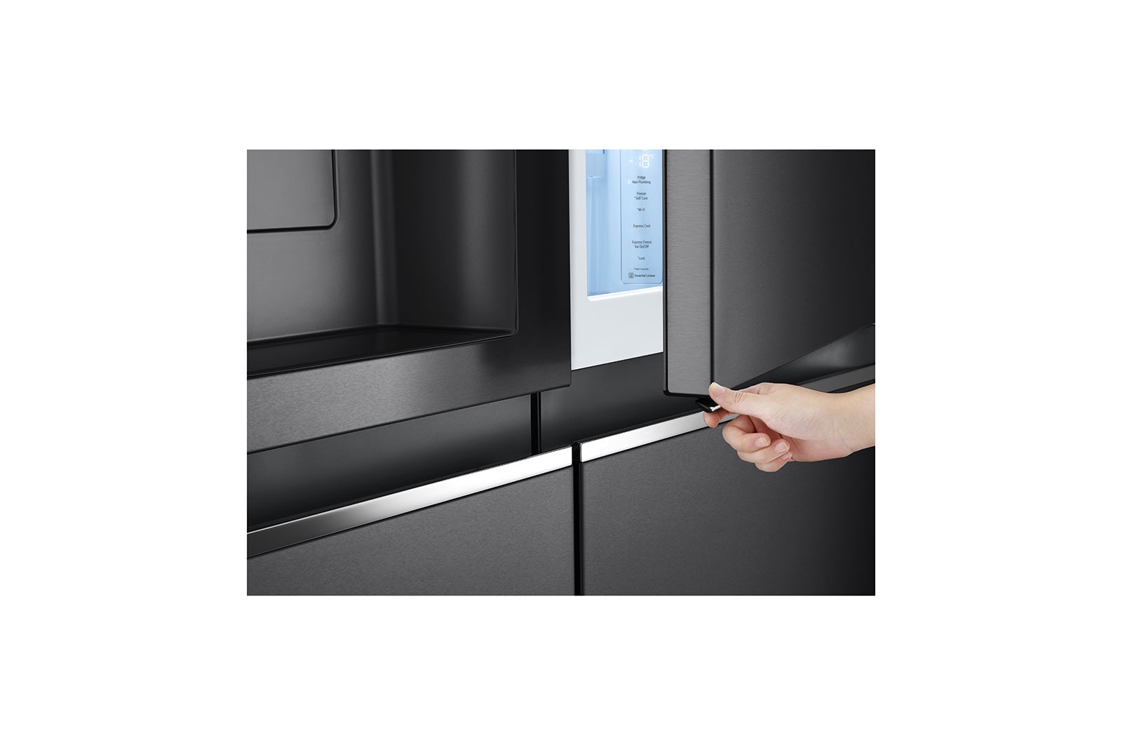 LG Frigorífico Americano LG GSJV91MCAE, 635 litros, eficiência energética E, Door in Door™, Door Cooling+™, dispensador sem canalização, UVnano™, Matte Black, GSJV91MCAE