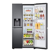 LG Frigorífico Americano LG GSJV91MCAE, 635 litros, eficiência energética E, Door in Door™, Door Cooling+™, dispensador sem canalização, UVnano™, Matte Black, GSJV91MCAE