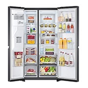 LG Frigorífico Americano LG GSJV91MCAE, 635 litros, eficiência energética E, Door in Door™, Door Cooling+™, dispensador sem canalização, UVnano™, Matte Black, GSJV91MCAE