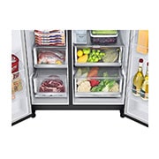 LG Frigorífico Americano LG GSJV91MCAE, 635 litros, eficiência energética E, Door in Door™, Door Cooling+™, dispensador sem canalização, UVnano™, Matte Black, GSJV91MCAE