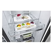 LG Frigorífico Americano LG GSJV91MCAE, 635 litros, eficiência energética E, Door in Door™, Door Cooling+™, dispensador sem canalização, UVnano™, Matte Black, GSJV91MCAE