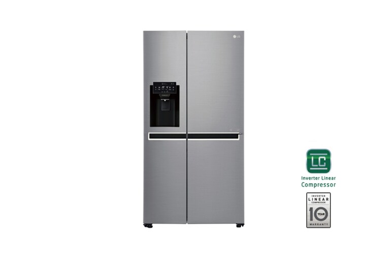 Vista frontal de Frigorífico Americano LG GSL760PZXV, 625 litros, eficiência energética F, Shiny Steel GSL760PZXV