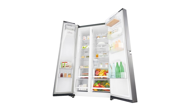 LG Frigorífico Americano LG GSL761PZXV, 625 litros, eficiência energética F, dispensador sem canalização, Shiny Steel, GSL761PZXV