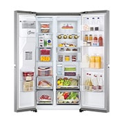 LG Frigorífico Americano LG GSLV91MBAD, 635 litros, eficiência energética D, Door Cooling+™, dispensador sem canalização, UVnano™, Metal Sorbet, GSLV91MBAD