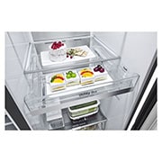 LG Frigorífico Americano LG GSLV91MCAD, 635 litros, eficiência energética D, Door Cooling+™, dispensador sem canalização, UVnano™, Matte Black, GSLV91MCAD