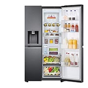 LG Frigorífico Americano LG GSLV91MCAD, 635 litros, eficiência energética D, Door Cooling+™, dispensador sem canalização, UVnano™, Matte Black, GSLV91MCAD
