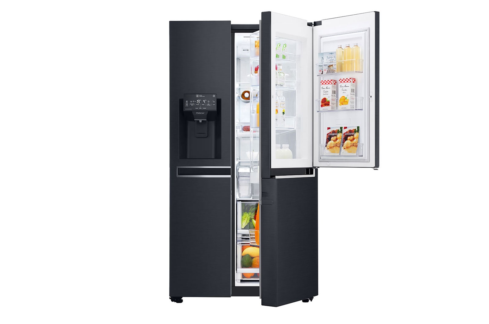 LG Frigorífico Americano LG GSX961MCVZ, 625 litros, eficiência energética F, InstaView™, Door in Door™, Pure N Fresh™, Door Cooling+™, dispensador sem canalização, Matte Black, GSX961MCVZ