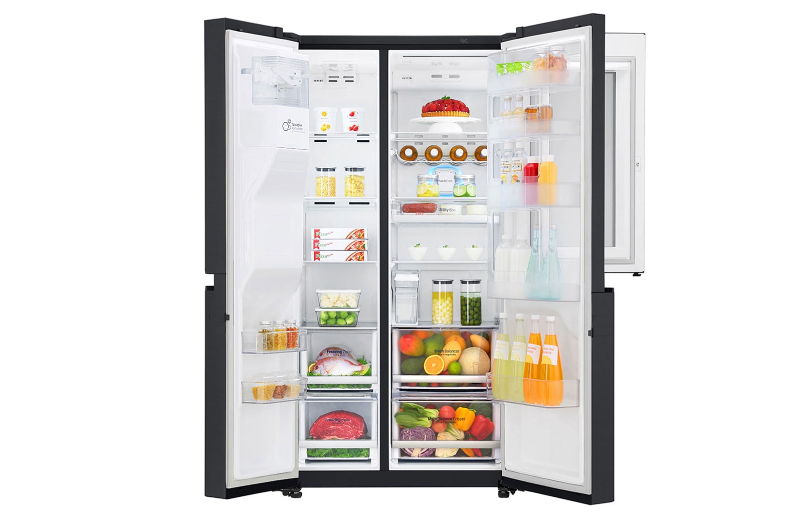 LG Frigorífico Americano LG GSX961MCVZ, 625 litros, eficiência energética F, InstaView™, Door in Door™, Pure N Fresh™, Door Cooling+™, dispensador sem canalização, Matte Black, GSX961MCVZ