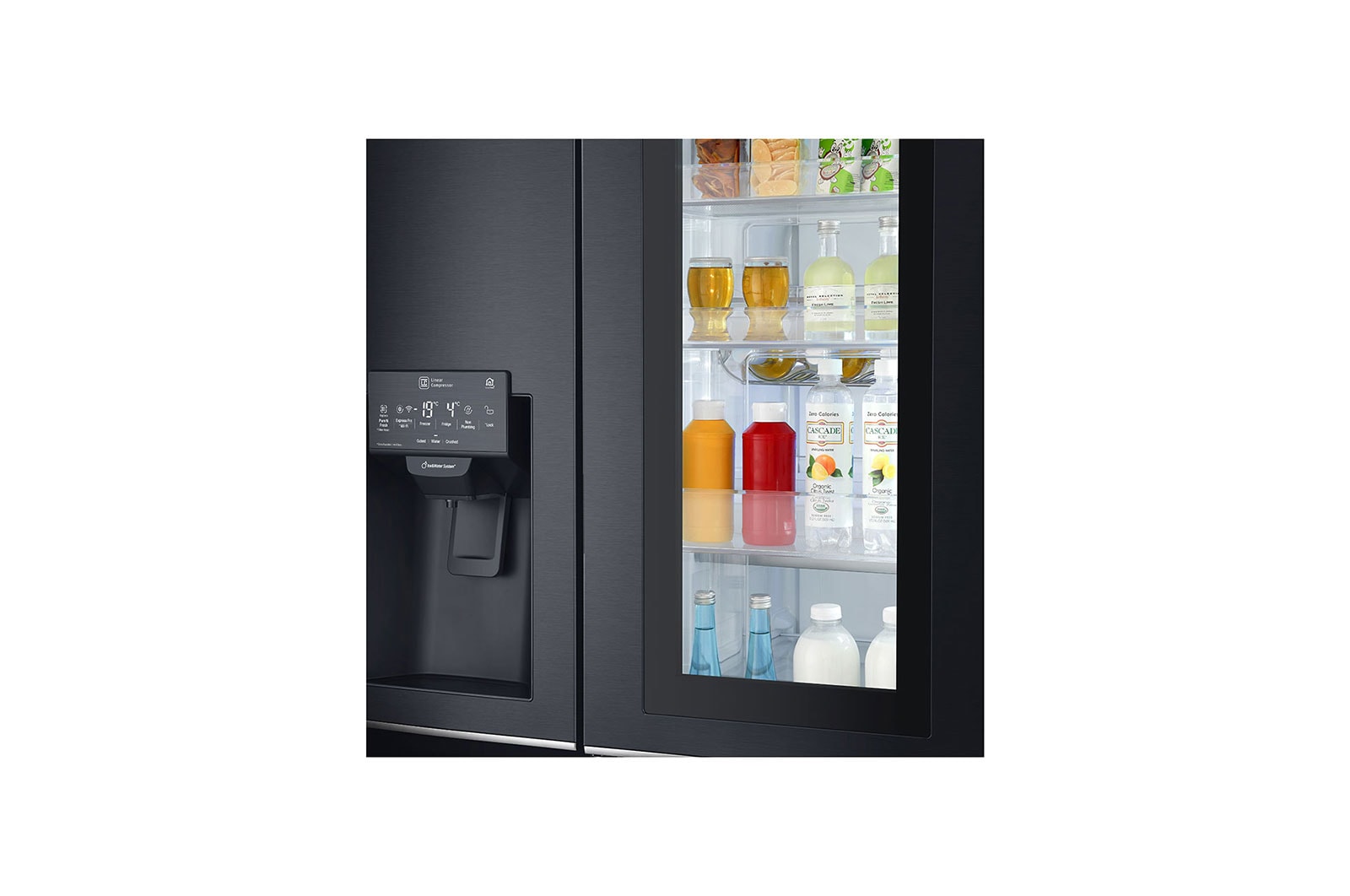 LG Frigorífico Americano LG GSX961MCVZ, 625 litros, eficiência energética F, InstaView™, Door in Door™, Pure N Fresh™, Door Cooling+™, dispensador sem canalização, Matte Black, GSX961MCVZ