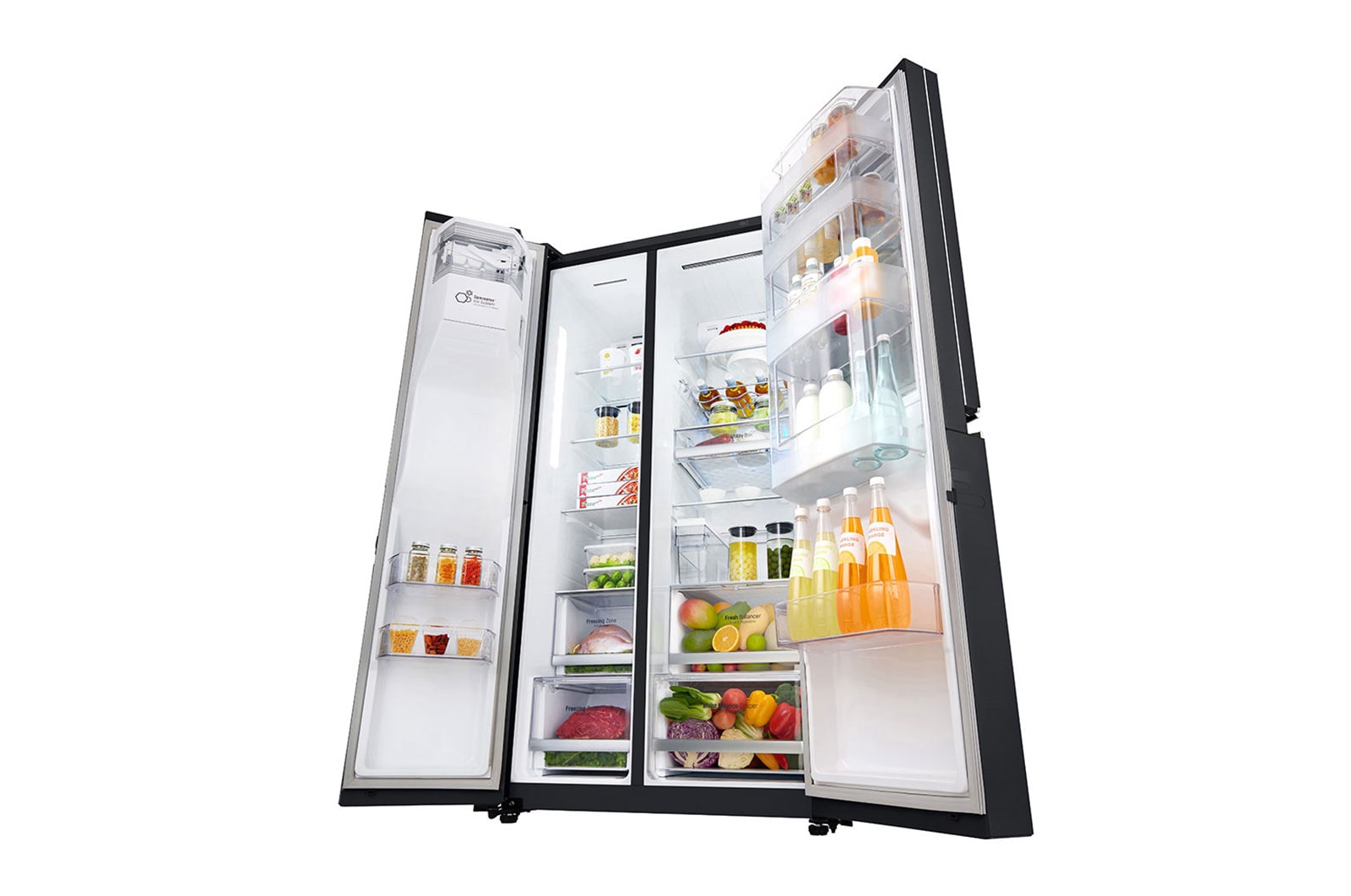 LG Frigorífico Americano LG GSX961MCVZ, 625 litros, eficiência energética F, InstaView™, Door in Door™, Pure N Fresh™, Door Cooling+™, dispensador sem canalização, Matte Black, GSX961MCVZ