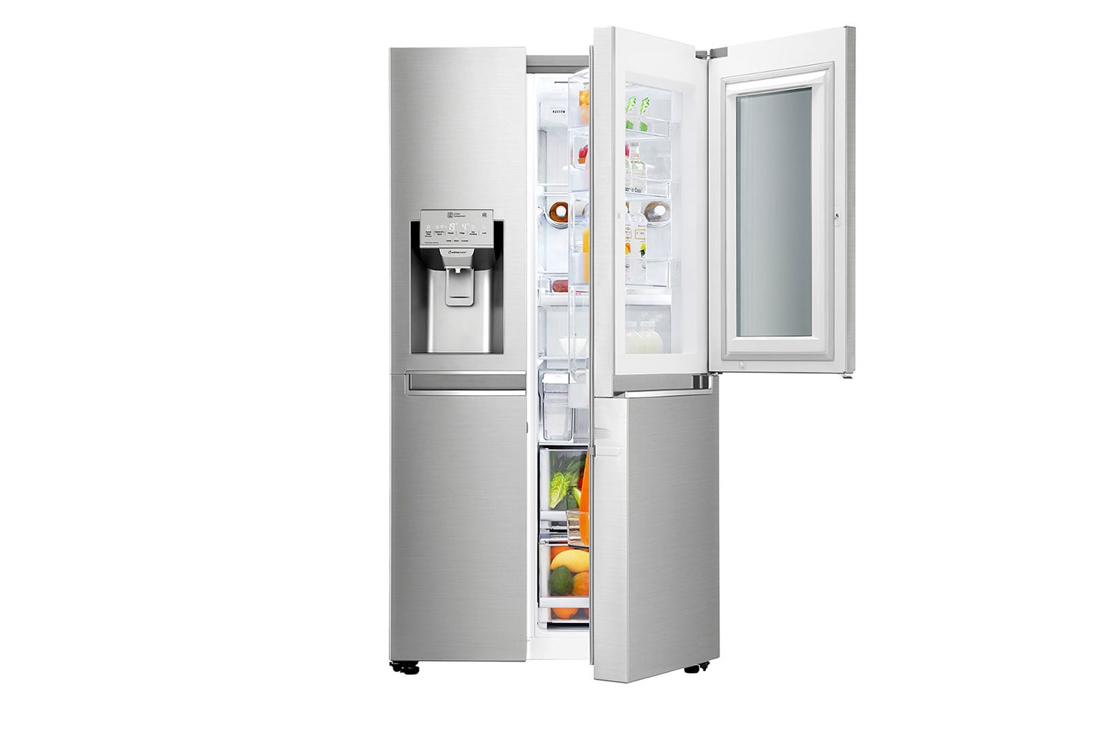 LG Frigorífico Americano LG GSX961NSVZ, 625 litros, eficiência energética F, InstaView™, Door in Door™, Pure N Fresh™, Door Cooling+™, dispensador sem canalização, Noble Steel, GSX961NSVZ