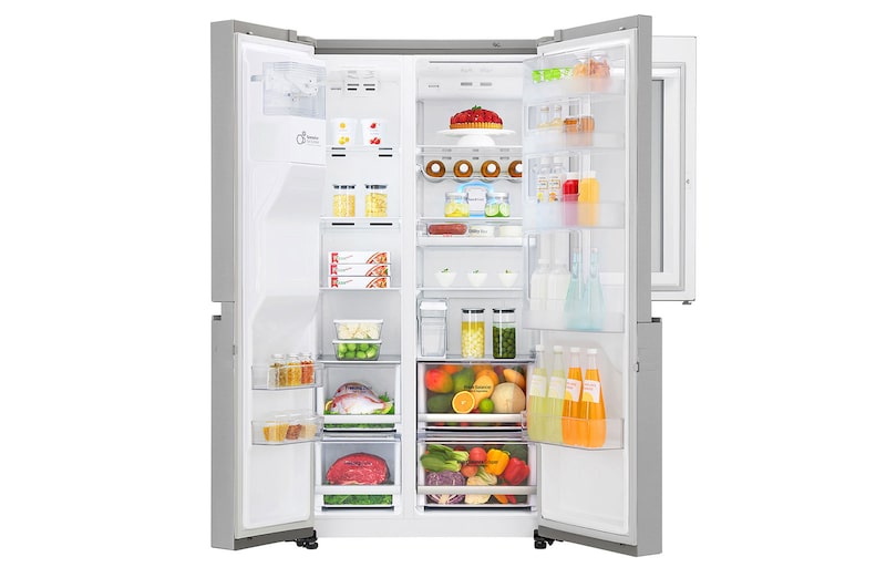 LG Frigorífico Americano LG GSX961NSVZ, 625 litros, eficiência energética F, InstaView™, Door in Door™, Pure N Fresh™, Door Cooling+™, dispensador sem canalização, Noble Steel, GSX961NSVZ