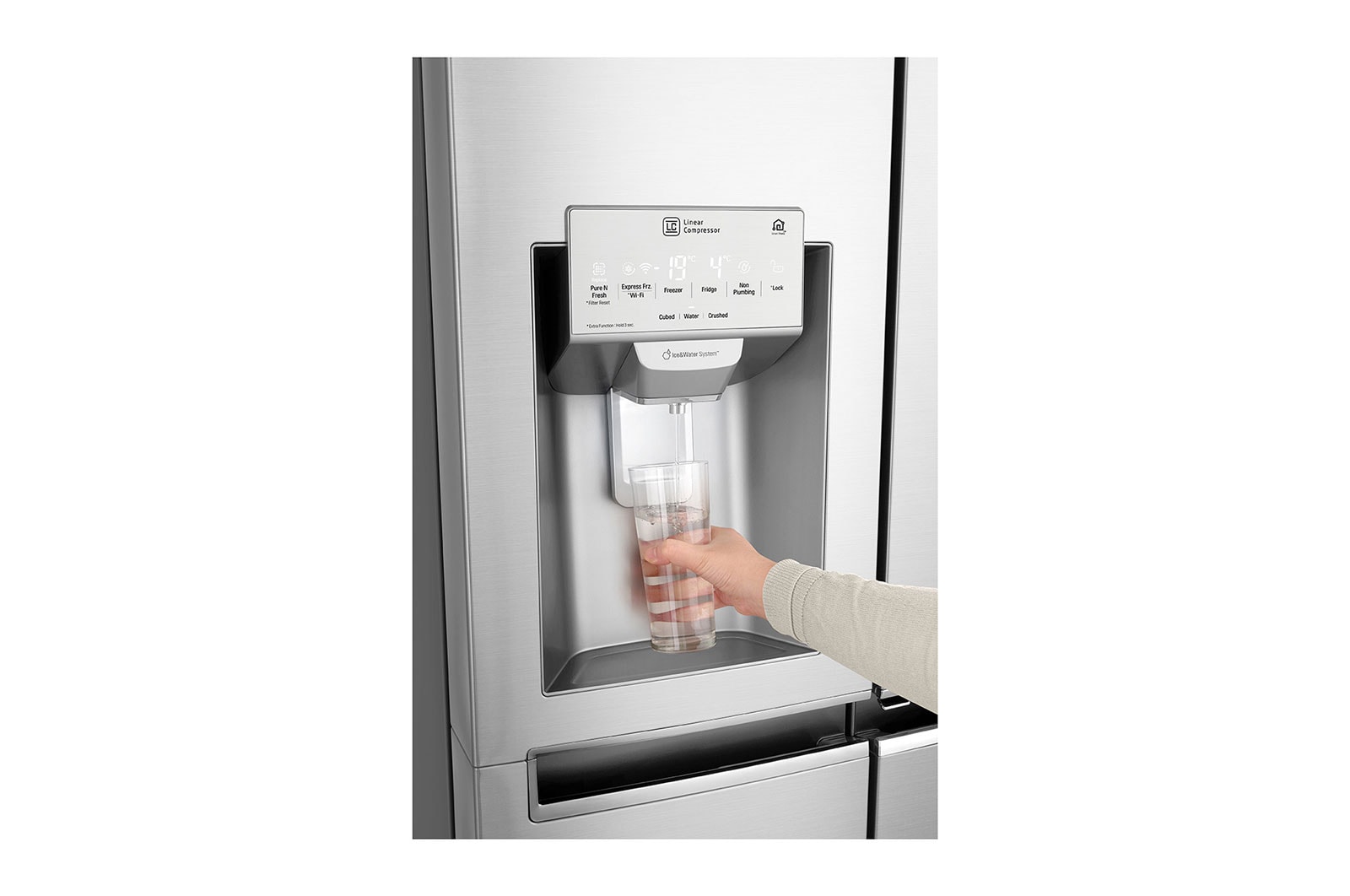 LG Frigorífico Americano LG GSX961NSVZ, 625 litros, eficiência energética F, InstaView™, Door in Door™, Pure N Fresh™, Door Cooling+™, dispensador sem canalização, Noble Steel, GSX961NSVZ