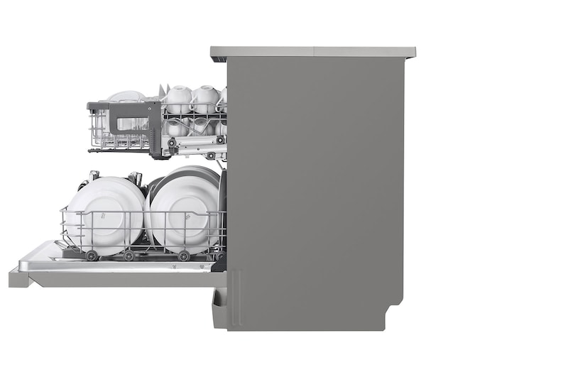 LG Máquina de lavar loiça LG DF222FPS, QuadWash™, 2 cestos reguláveis, eficiência energética E, TrueSteam™, inox, DF222FPS