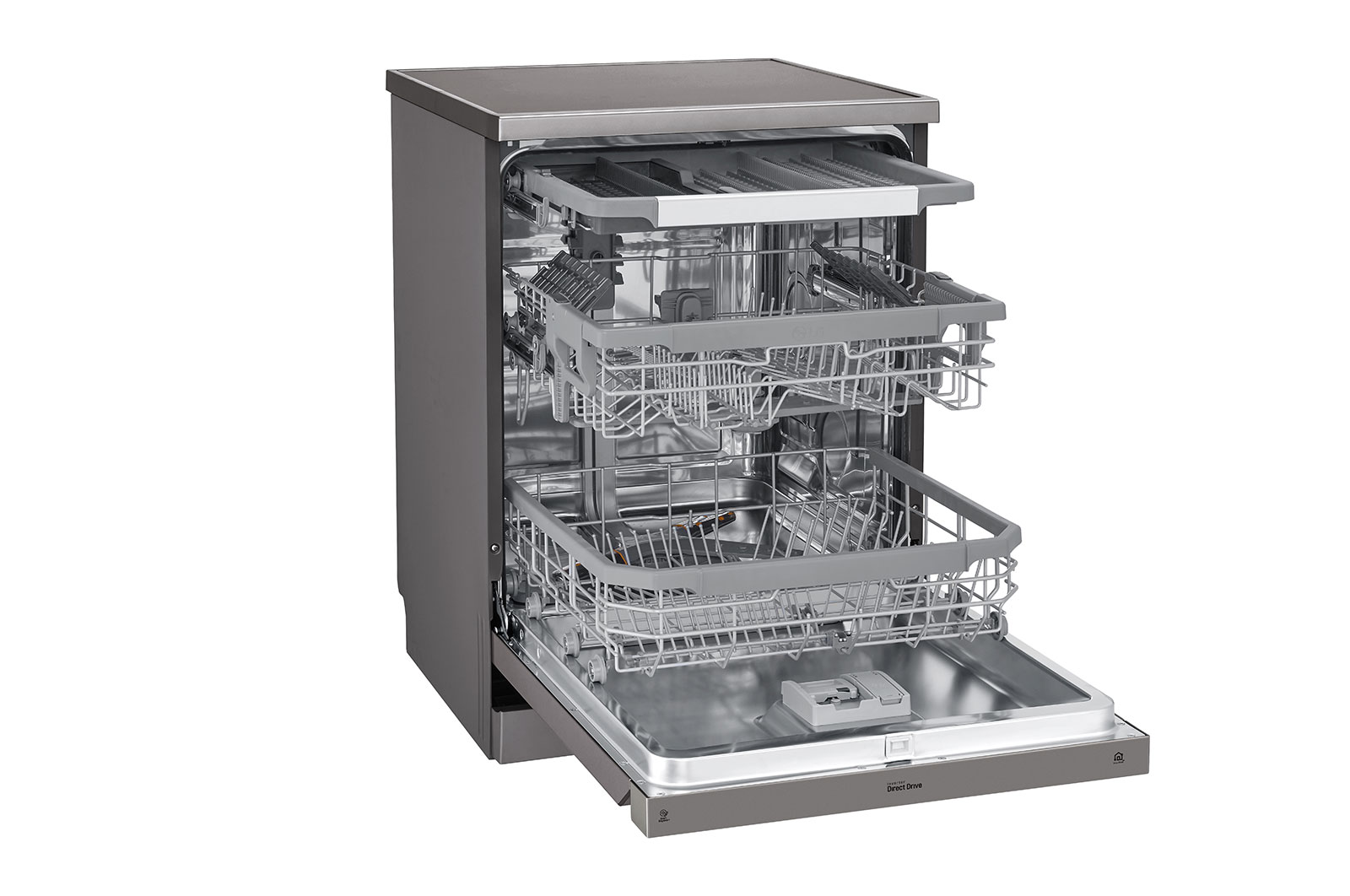 LG Máquina de lavar loiça LG DF325FP, QuadWash™, 3 cestos reguláveis, eficiência energética E, inox, DF325FP