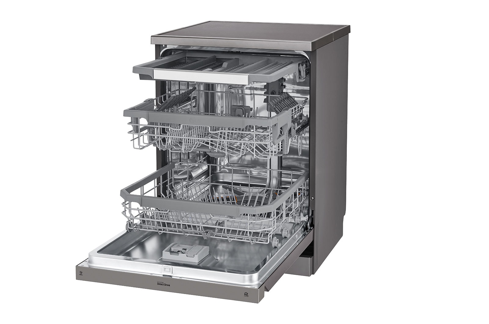 LG Máquina de lavar loiça LG DF325FP, QuadWash™, 3 cestos reguláveis, eficiência energética E, inox, DF325FP