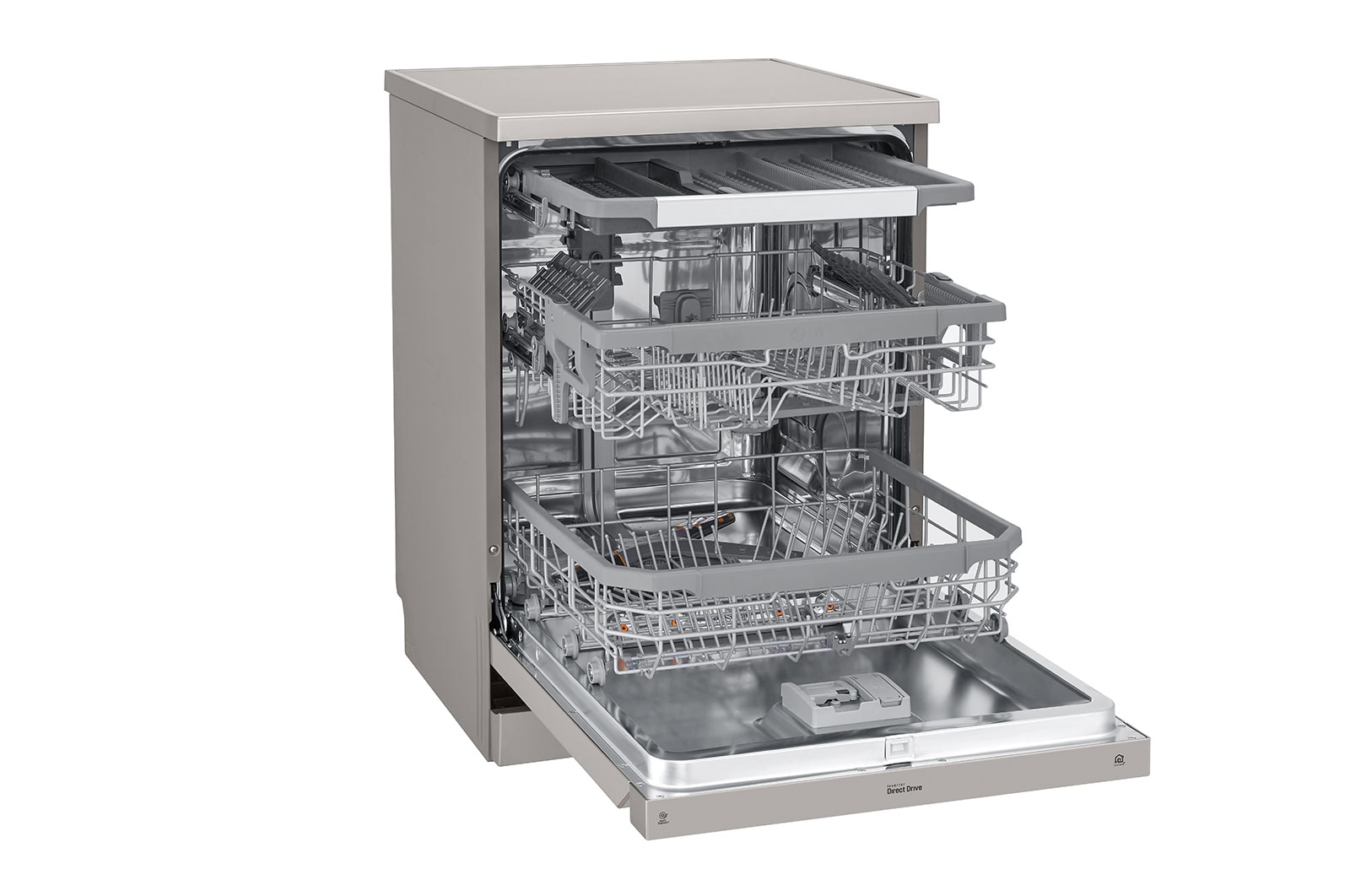 LG Máquina de lavar loiça LG DF325FPS, QuadWash™, 3 cestos reguláveis, eficiência energética E, TrueSteam™, inox, DF325FPS