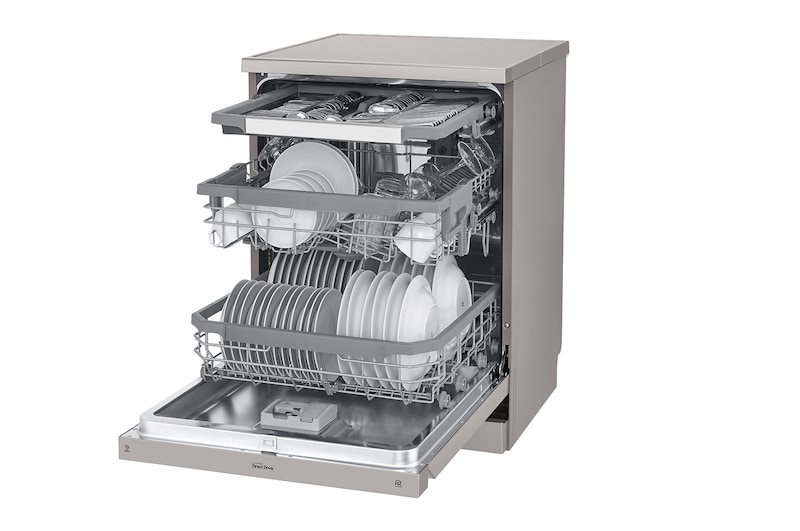 LG Máquina de lavar loiça LG DF325FPS, QuadWash™, 3 cestos reguláveis, eficiência energética E, TrueSteam™, inox, DF325FPS
