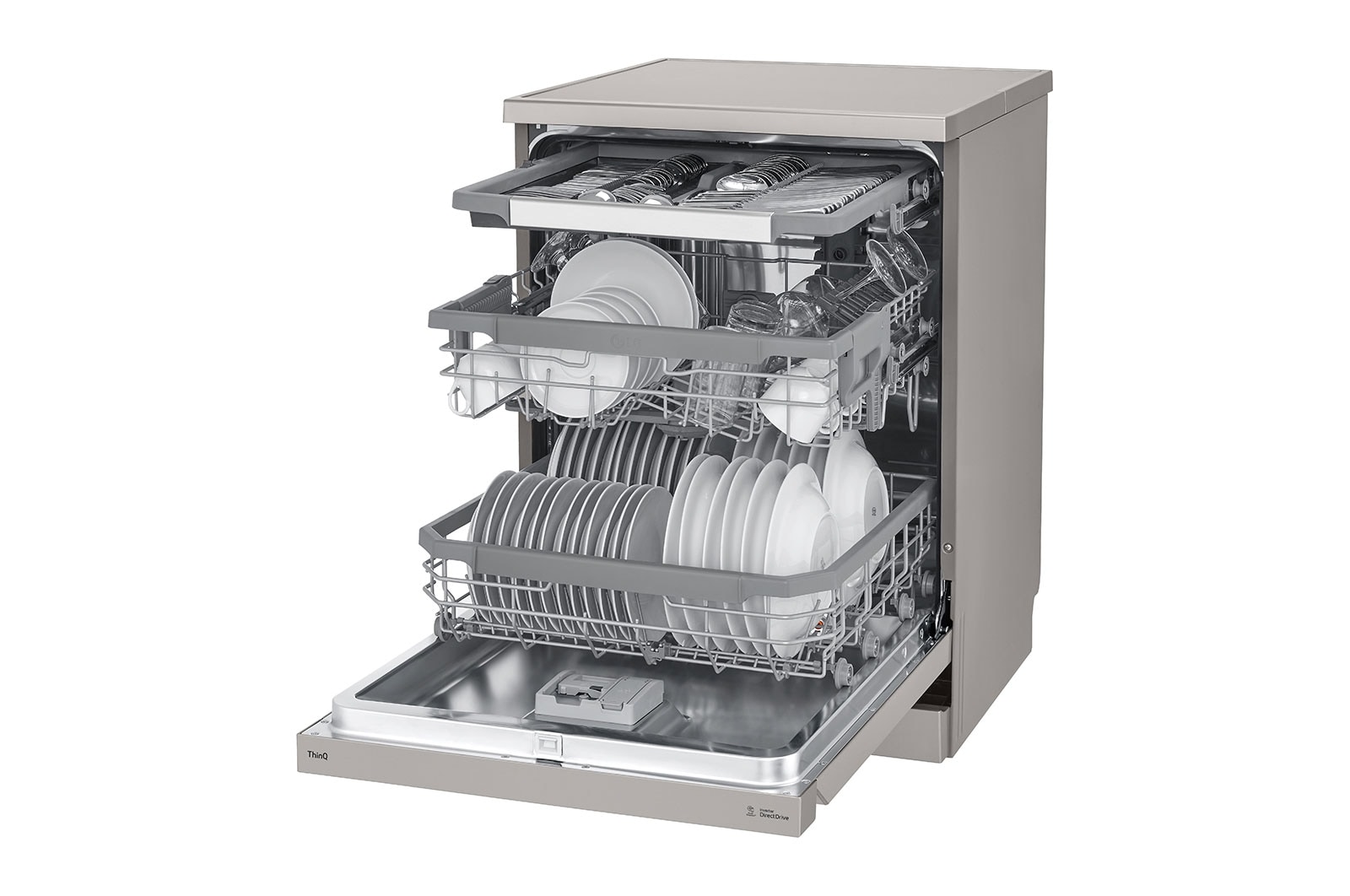 LG Máquina de Lavar Loiça | 14 conjuntos | Etiqueta energética B | QuadWash™ | EasyRack™ | TrueSteam™ | Abertura automática de porta, DF365FPS