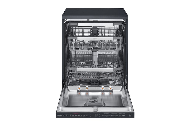 LG Máquina de lavar loiça LG DF425HMS, QuadWash™, 3 cestos reguláveis, eficiência energética D, TrueSteam™, abertura de porta automática, preto mate, DF425HMS
