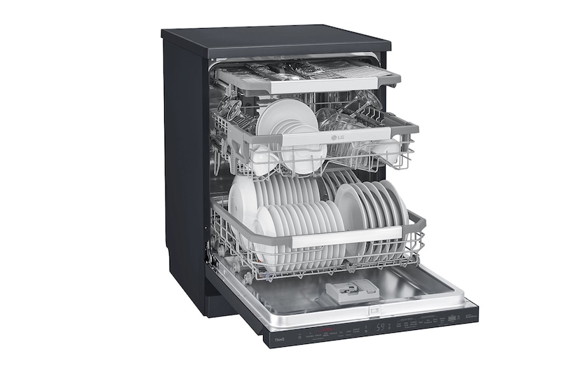LG Máquina de Lavar Loiça | 14 conjuntos | Etiqueta energética C | QuadWash™ | EasyRack™ | TrueSteam™ | Abertura automática de porta, DF455HMS