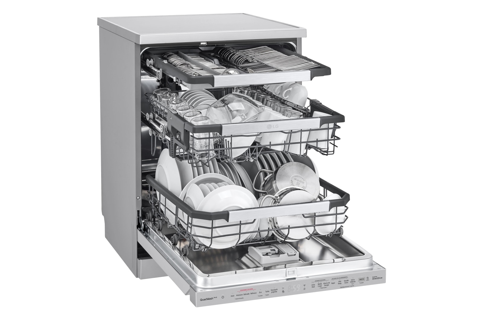 LG Máquina de Lavar Loiça | 14 conjuntos | Etiqueta energética C | QuadWash™ | EasyRack™ | TrueSteam™ | Abertura automática de porta, DF455HSS