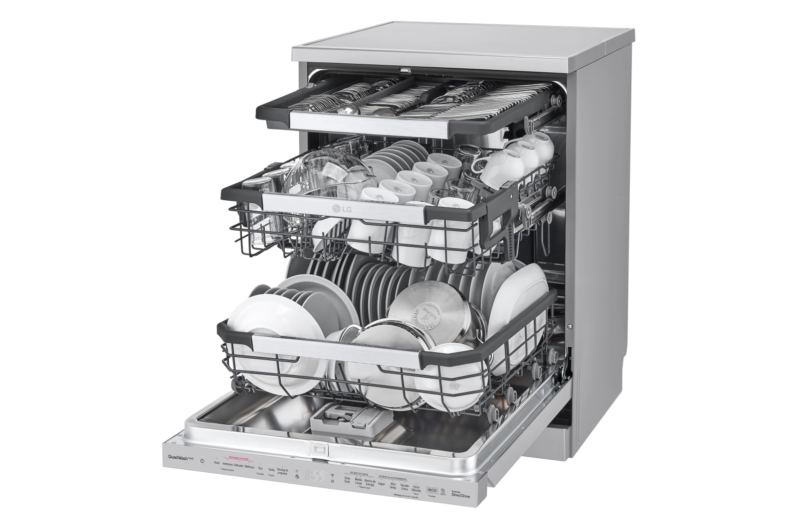 LG Máquina de Lavar Loiça | 14 conjuntos | Etiqueta energética C | QuadWash™ | EasyRack™ | TrueSteam™ | Abertura automática de porta, DF455HSS